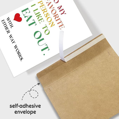 Funny Anniversary Card for Husband Wife, Dirty Birthday Card from Boyfriend Girlfriend, Naughty Valentine's Day Card for Him Her, To My Favorite Person I Like To Eat Out