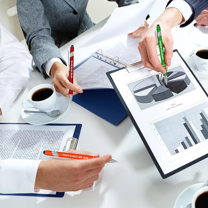 Zonon 12 Pieces Inspirational Pens Bulk Easter Basket Stuffers Motivational Quotes Ballpoint Pens with Stylus Tip Inspirational Gifts for School Office Teachers(Bright Colors,Negative Style)