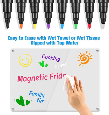 Magnetic Liquid Chalk Markers Wet Erase Markers for Acrylic Calendar Planning Board Clear Glass Writing Board Whiteboard Window/Mirror, 8 Pack, 8 Vibrant Color, 1mm Fine Tip