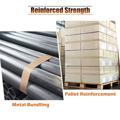 LLPT Kraft Paper Gummed Tape 2.75” x 66 Yards 2 Pack Reinforced Fiberglass Water Activated Kraft Tape Brown Packing Tape Heavy Duty for Mailing Shipping Sealing Boxes (PGB7060R02)