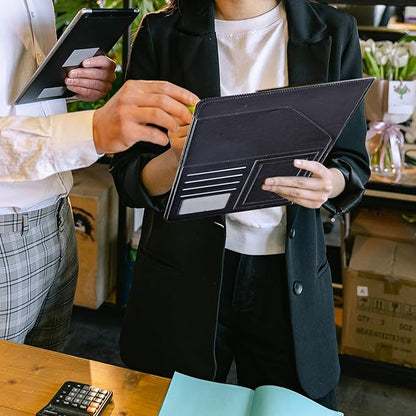 Padfolio Folder with Clipboard,Portfolios Organizer Clipboards with Storage Clipboard Writing Pad PU Leather Conference Document Organizer with Business Card Holder,African Black Woman