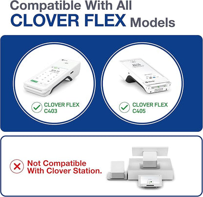 Clover Flex Receipt Paper - 10 Thermal Paper Rolls - 2 1/4'’ x 50’ - BPA Free - 55 GSM - Cash Register Receipt Paper for Clover Flex C401, C403, C405 and C406 POS Machines