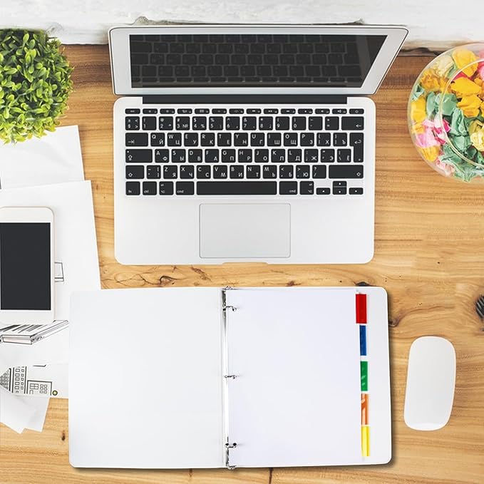 Binder Divider, PANDRI 120 Pack Binder Index White Dividers with 5 Tabs and Sticky Notes, Letter Size Paper Binder Divider for School Office Home Business