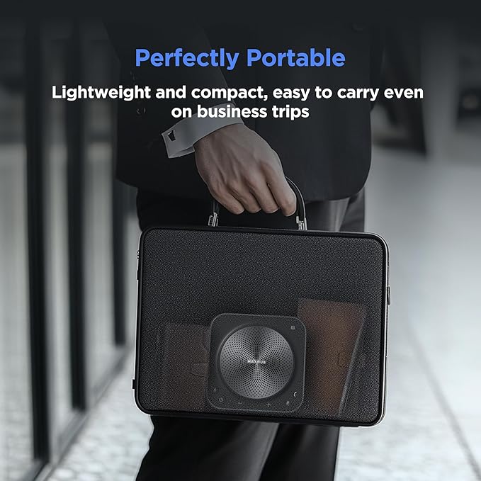 BM35 Wireless Bluetooth Microphone Conference Speakerphone, 360° Omnidirectional Sound Pickup 20ft Radius 8-Array Microphones, AI Noise Reduction NFC Wireless Quick Connection, 15H Talk Time