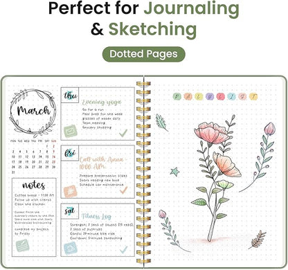Dotted Spiral Journal Notebook for Women & Men, 140 Pages, Bullet Dotted Notebook for Journaling & Note Taking, Journals for Writing, A5(6"x8") - Green