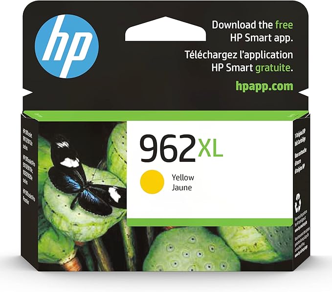 HP 962XL Yellow High-yield Ink Cartridge | Works with HP OfficeJet 9010 Series, HP OfficeJet Pro 9010, 9020 Series | Eligible for Instant Ink | 3JA02AN