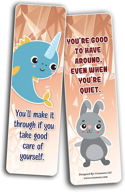 Creanoso Cute Critter Quotes Bookmarks (5-Sets X 6 Cards) – Daily Inspirational Card Set – Interesting Book Page Clippers – Great Gifts for Adults and Professionals