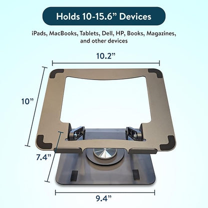 Swivel Laptop Stand for Desk, Adjustable Laptop Stand for Desk w/ 360° Rotation, Raise Tilt Cools Laptop with This Ergonomic Laptop Stand Riser, Collapsible iPad Computer Laptop Stand (Space Gray)