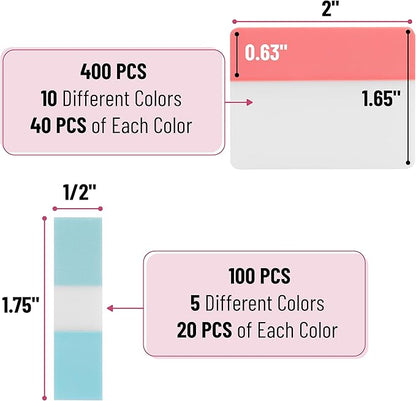 Mr. Pen- Sticky Index Tabs, 500 Pcs, 21 Sets, Colorful Sticky Tabs for Notebooks, Page Markers, Page Tabs for Binders, Page Tabs Sticky Tabs for Books, Notebook Tabs, Book Sticky Tabs for Notebooks