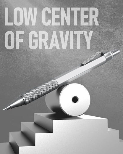 Four Candies 4PCS Metal Mechanical Pencils Set with Case, 0.5mm & 0.7 mm Artist Pencil with 8 Tubes (480PCS) HB Lead Refills, 3 Erasers,9 Eraser Refills For Writing Drafting, Drawing, Black&Silver