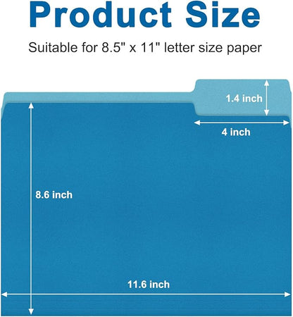 ViVin File Folder, 50 Pack Colored File Folders with 1/3-Cut Tabs, Fits 8.5 * 11 Letter Size Paper, Manilla Folders for Home Office School Documents(Blue)