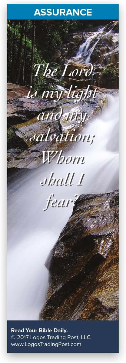 Christian Bookmark with Bible Verse, Pack of 25, Assurance Themed, The Lord is My Light and My Salvation Bookmarks, Psalm 27:1-3