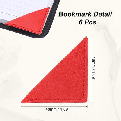 uxcell 6Pcs Leather Square Bookmarks, Corner Bookmarks Book Marks Page Markers Cute Page Clip for Men Women Teacher Reader Book Lover Writers (Red)