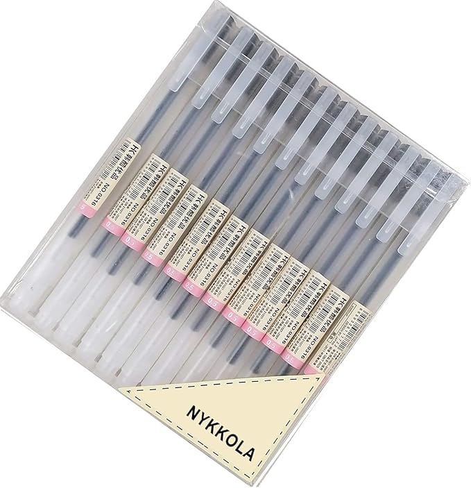 Japanese Style Gel Ink Pens 0.5mm Black Fine Ballpoint Maker Pen for Office School Stationery Supply,Pack of 12,Black