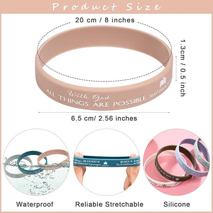 Unittype 240 Pcs Christian Silicone Bracelets Bulk Scripture Gifts Bible Verse Rubber Wristbands Religious Church Gifts for Women Men Party Favors Birthday Easter Baptism Gifts(Classic Color)