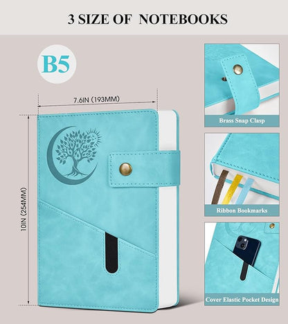 365 Page Thick Lined Journal Notebook for Men Women, B5 Large Leather Journals for Writing, Hardcover Notebooks for Work, School, Note Taking, Business, Travel Diary, College Ruled 7.6" x 10"