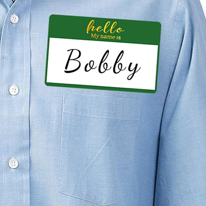 Hello My Name Tag | Gold Foil Waterproof 3.5 x 2.25 Inch Large Name Tags | 6 Colors | 216pcs Name Stickers Name Badge for School, Business and Conference