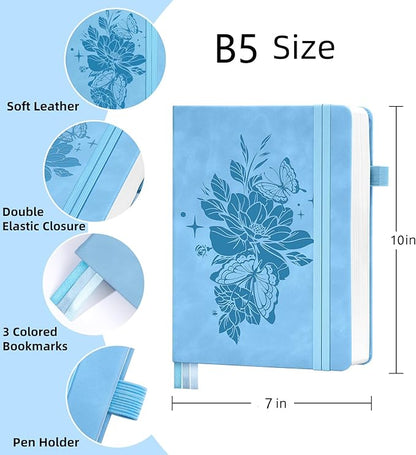 Lined Journal Notebook 365 Pages, B5 Leather Journals for Writing Women & Men, Hardcover Notebook with 100GSM Thick Paper, Daily Journal Notebook for Travel, Work, School, Note Taking, College Ruled