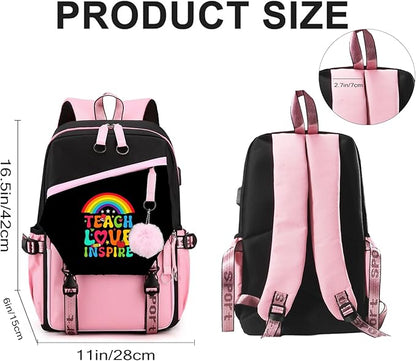 Teacher Backpack for Women, 16.5 Inch Laptop Backpack With USB Charging Port Large Capacity Travel Backpack,Waterproof Carry on Work Bags,Pink