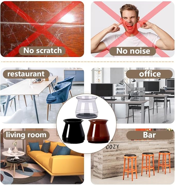 BUMACO Chair Leg Floor Protectors Chair Leg Protectors for Hardwood Floors Silicone Pads Covers to Protect Floors (Clear-20 Pcs, Universal S (0.9"-1.29")