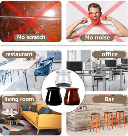 Chair Leg Floor Protectors Silicone (Brown-20 Pcs, Universal S (0.9"-1.29")