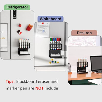 Acrylic Black Whiteboard Magnetic Marker Holder,Wall Mounted Dry Erase Whiteboard Marker Holder Stand Acrylic Magnet Pen Holder for Fridge Refrigerator for School Office Home(Black, 1)