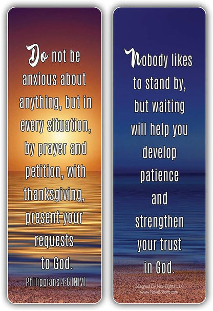 NewEights Famous Verses and Quotes on Patience Bookmarks (12-Pack) – Daily Motivational Card Set – Epic Collection Set Book Page Clippers – Cool Gifts for Men, Women – Bible Verses Sayings