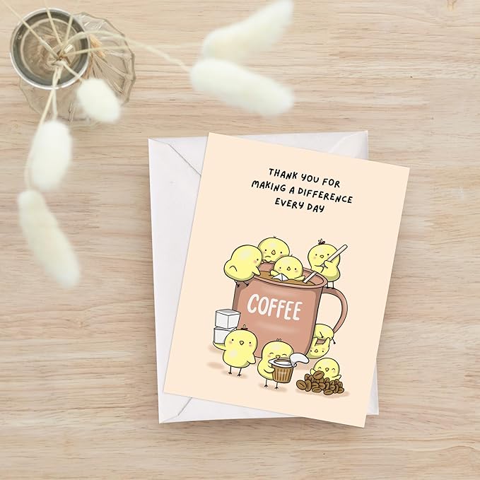 Coffee Thank You Card Teacher Appreciation, Educator, Day Care, Preschool, Elementary High School, Appreciation Card for Mom, Dad, Nurse, Doctor, Guests (Thank you For Making a Difference Every Day (coffee))