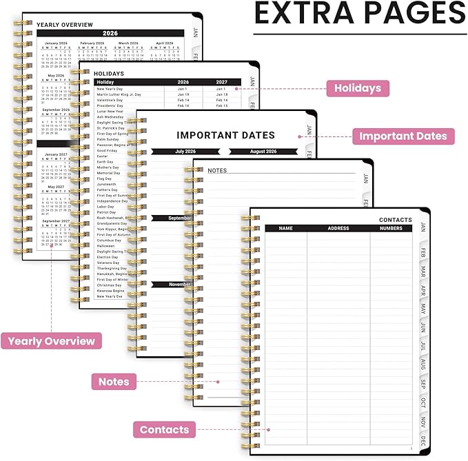 2026 Planner, Aesthetic Weekly and Monthly Planner for Women, Jan 2026 to Dec 2026, Hardcover 2026 Calendar Book with Monthly Tabs, Inner Pocket, Perfect for Office Home School - A4 (8.5" x 11"), Painted Garden