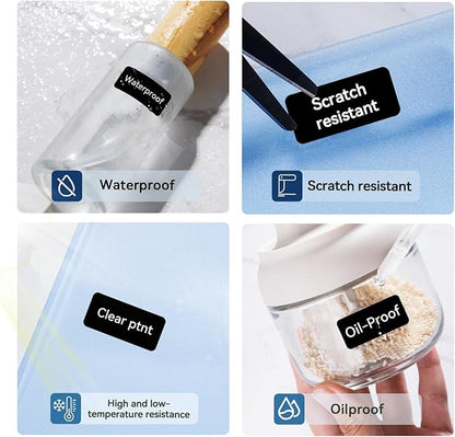 NIIMBOT Thermal Transfer Labels 0.55''x1.18'', Only for B18 Label Maker, PET Material, Waterproof and High-Temperature Resistance, Long Storage Time, Black(14x30mm-190)