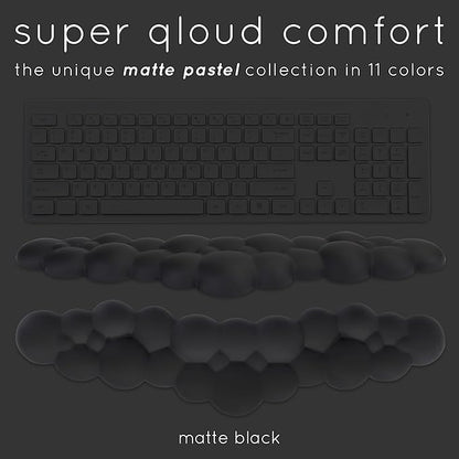 Qloud Cloud Wrist Rest Keyboard Wrist Rest for Computer Keyboard Pad, Cloud Keyboard Wrist Rest, Wrist Pad for Keyboard, Memory Foam, Non Slip Base, Comes with Mouse Pad - Matte Black