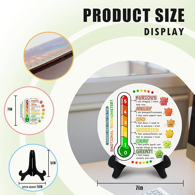 Feelings Wheel, Double-Sided Emotion Wheel with Stand, Counseling Office Must Have, Feelings Wheel Suitable for Therapy Office Decor School Counseling Office Must Have (WD2, 2)