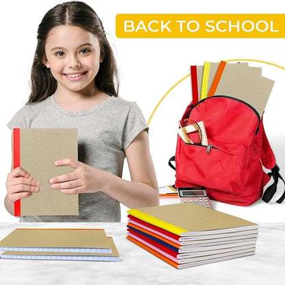 12 Pack Graph Paper Notebook, No Bleed, Extra Pages - 120 Pages (60 Sheets), Softcover Kraft Journal for Kids, A5-8 x 5.7, Graph Composition Notebook, Quad Ruled Notebook, Grid Notebook