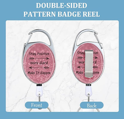 Badge Reels Retractable Double Sided Color Print Pattern Holders with Retractable Keychain and Badge Clip, Durable Nylon Rope