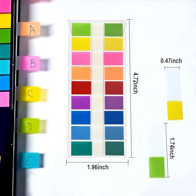 Sticky Tabs 900 Pcs Page Markers, Tabs for Notebooks Sticky Note Tabs Colored Writable and Repositionable Books Flags Tabs, Index Tabs, Annotation Tabs, Easy to Stick, Removes Cleanly
