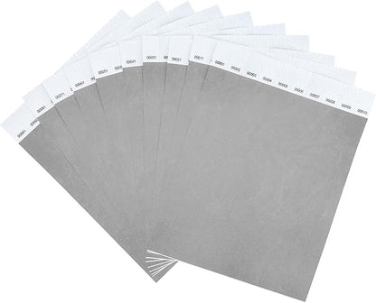100 Pcs Wristbands, 1-100 Consecutive Numbers Waterproof Tearproof and Printable Wrist Straps Admission Bracelets Tickets (Silver)