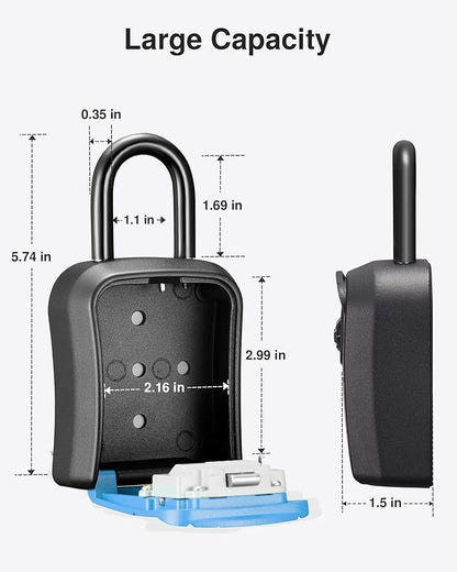 Puroma Key Lock Box, Portable Combination Lockbox Wall-Mounted Key Storage Box for House Keys, Resettable Code Safe Security Lock Box for Home, Office, Apartment Spare Key Storage (1 Pack, Blue)