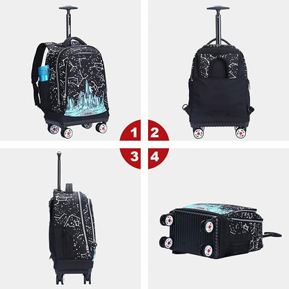 UNIKER Rolling Backpack with Wheels for Travel, Roller Backpack for Women, Wheeled Laptop Bag Fits 15.6 Inch Notebook