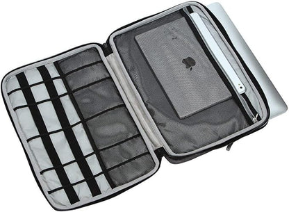 iCozzier 14 Inch Handle Laptop Briefcase Electronic Accessories Organizer Messenger Carrying Case Sleeve Protective Bag for 13.5-14.1 inch Laptop/Notebook/Ultrabook - Grey