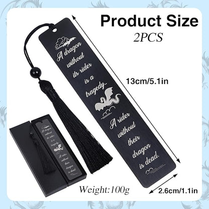 Metal Dragon Bookmark Gift - 2Pcs Metal Bookmark for Book Lovers Cool Dragon Bookmarks for Kid Unique Drangon Book Marks for Men Women Funny Dragon Book Mark with Tassels Gifts for Book Nerd