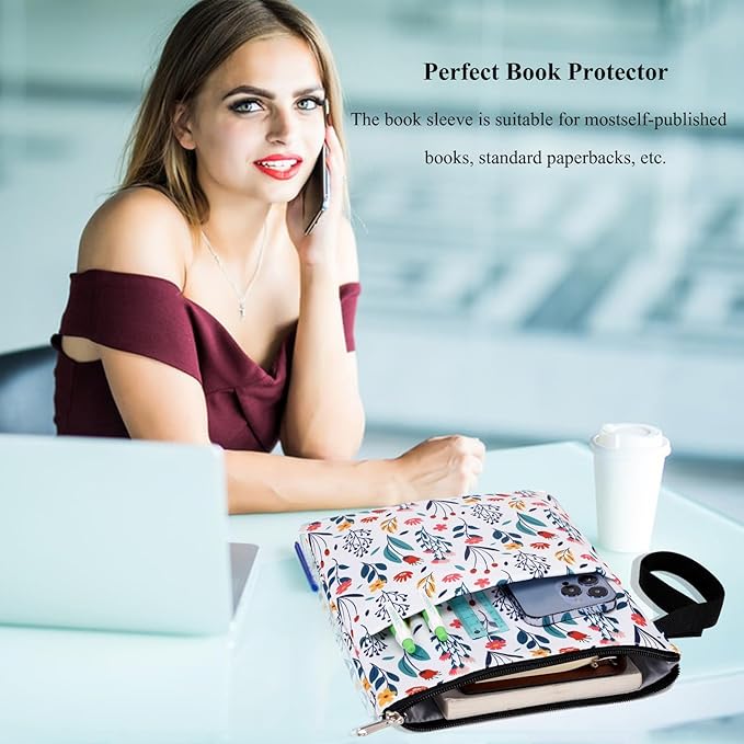 DSIUE Book Sleeve Book Protector Book Lovers Gifts Book Covers for Paperbacks with Zipper,11.4 X 9 Inch