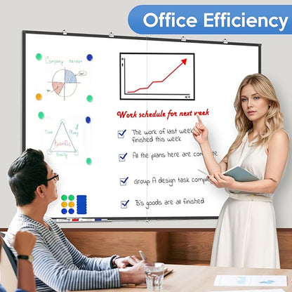 Big White Board, Double Magnetic White Board for Wall, Dry Erase Whiteboard with Calendar for Office Home & School (Black, 60x48 inch)