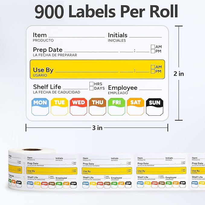 Restaurant Quality Shelf Life Food Rotation Labels, 2” x 3” Self-Adhesive Removable Freezer Food Labels Stickers, Perfect for Reusable Containers, Easy to Remove, Food Safety Date Sticker (3 PCS)