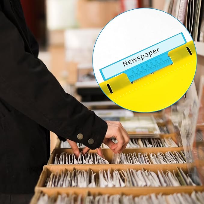 100 Pieces 4 Inch Hanging File Folder Tabs and Inserts Large Clear Plastic Hanging Folder Tabs for Filing Cabinet Folders Labels Back to School Supplies Assorted Colors (100)