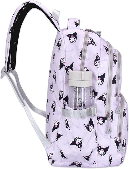 Roffatide Anime Kuromi All Over Print Large Capacity Casual Backpack Laptop Backpack Travel Hiking Rucksack Bike Backpack Purple