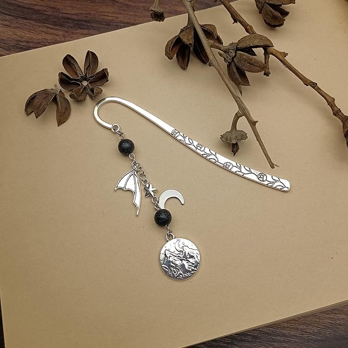 Retro Metal Bookmark for Bookish Gifts Wing Mask Bow and Arrow Charms Book Mark for Book Lover Gifts for Women Men (Night-Blue)