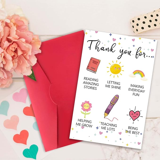 Lovely Thank You Teacher Card, Great Teacher Appreciation Gifts Card from Students, Thank You for Helping Me Grow Card, End of Term Gift