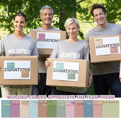 Yinder 24 Pcs Team Sticky Notes Team Appreciation Gifts Bulk Employee Coworker Inspirational Sticky Notes Pad Appreciation Gifts for Teacher Nurse Office Supplies 3 x 3''(Morandi,Appreciation)