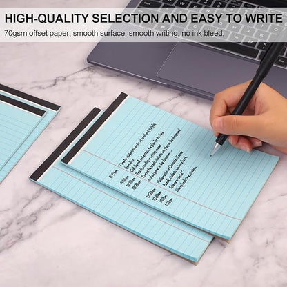 Utron 6 PCS Small Legal Pads 5x8 Blue, Narrow Ruled Small Note Pads 5x8, Micro Perforated Writing Pad, College Ruled Legal Notepads 5x8 for Study, Office, To-Do Lists(30 Sheets/Small Notepad)