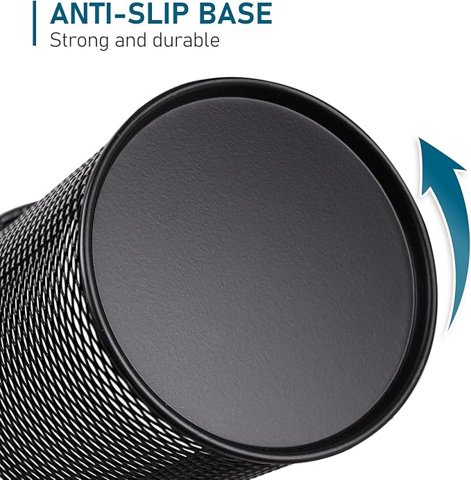 QYH Mesh Pen Cup Metal Pencil Holder for Desk 6 Packs Black Pen Organizer Office 3.54x3.93 Inch